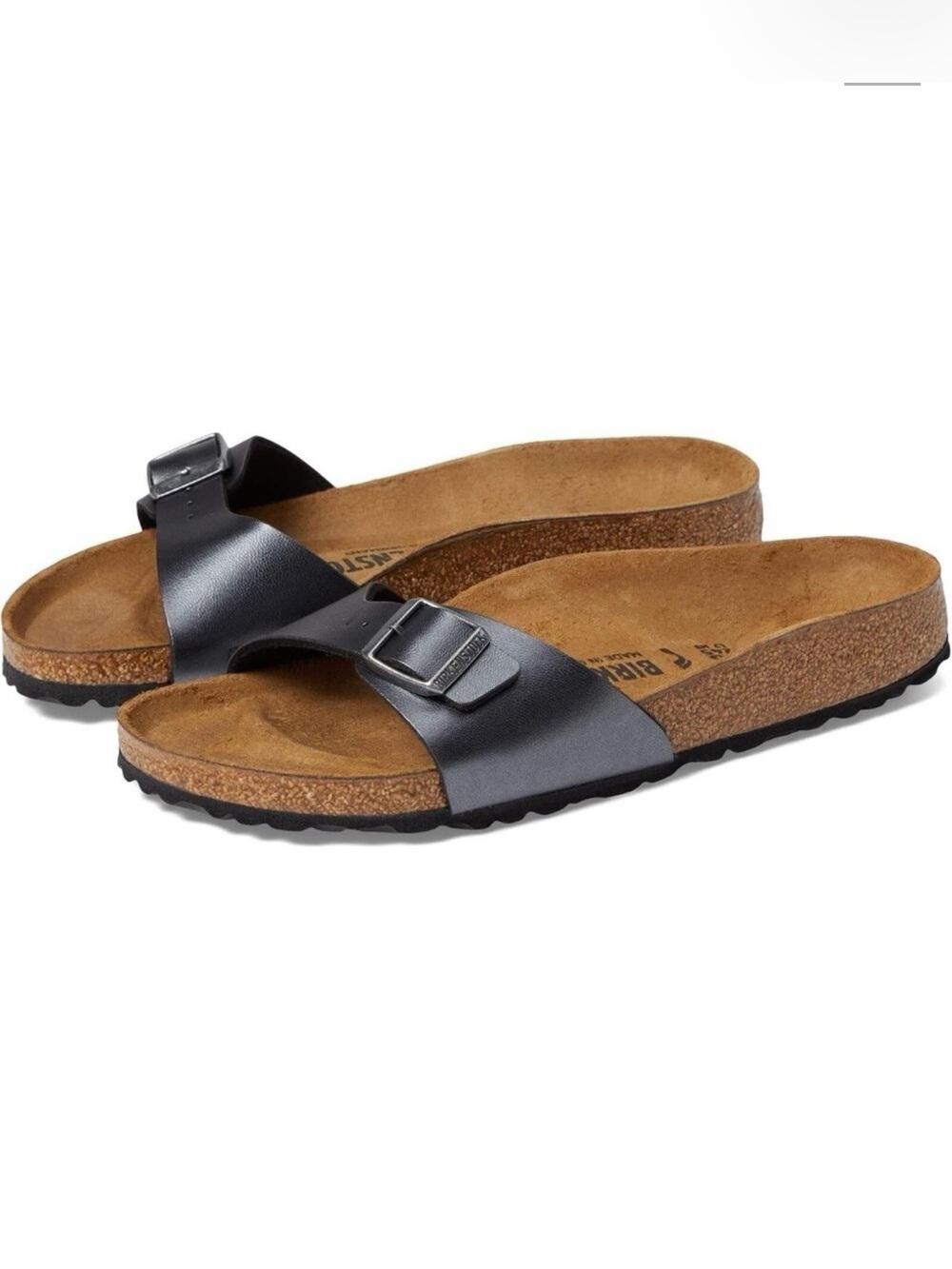 Birkenstock Madrid Birko Flor Birkibuc Slide Sandals Single Strap Grey Women’s 7